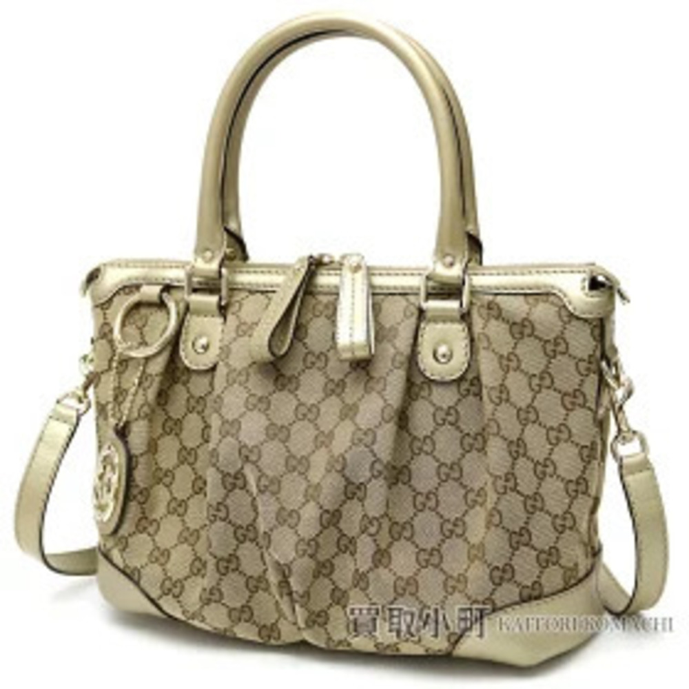 Gucci Sukey Original GG Canvas Top Handle Bag Interlocking GG Charm Beige